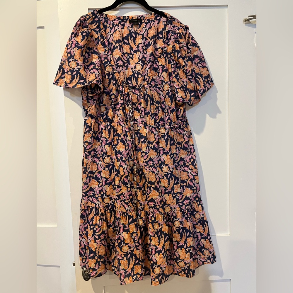 J. Crew Navy and Orange Floral Dress